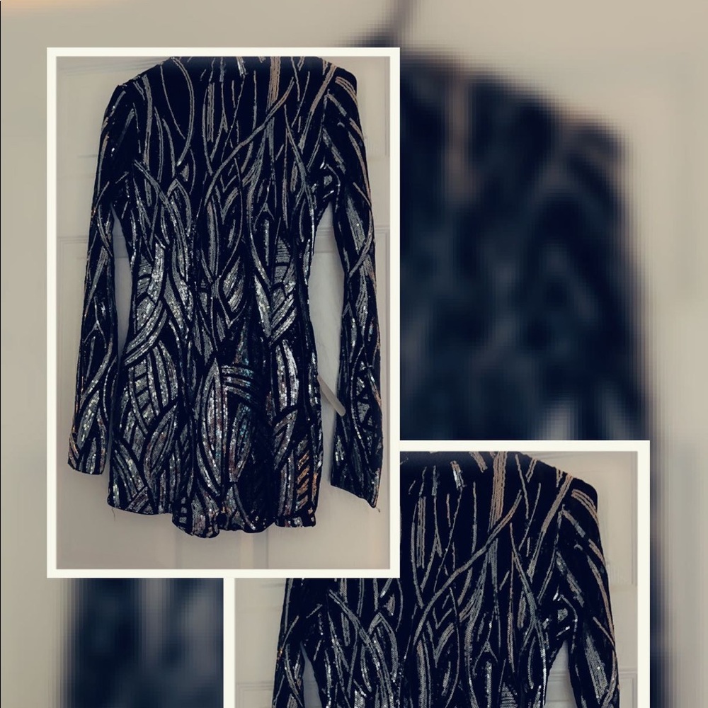 Black and silver sequin romper(shorts)